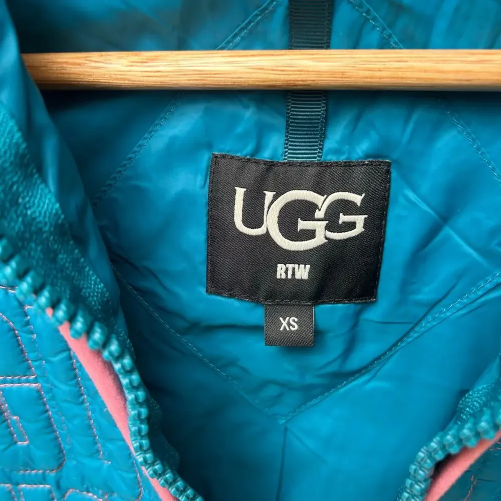 UGG IGGY Sherpa 1/2 Zip Pullover Jacket Blue XS